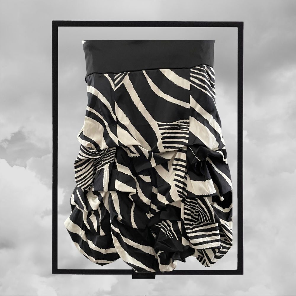 BLACK AND WHITE RUFFLED DRESS - Picture 14 of 14